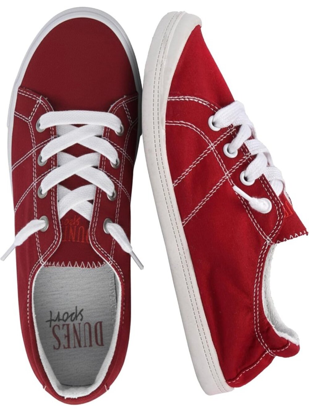 Women's Red Closed Toe Reesa Canvas Solid Sport Casual Lace-Up Sneaker Shoes